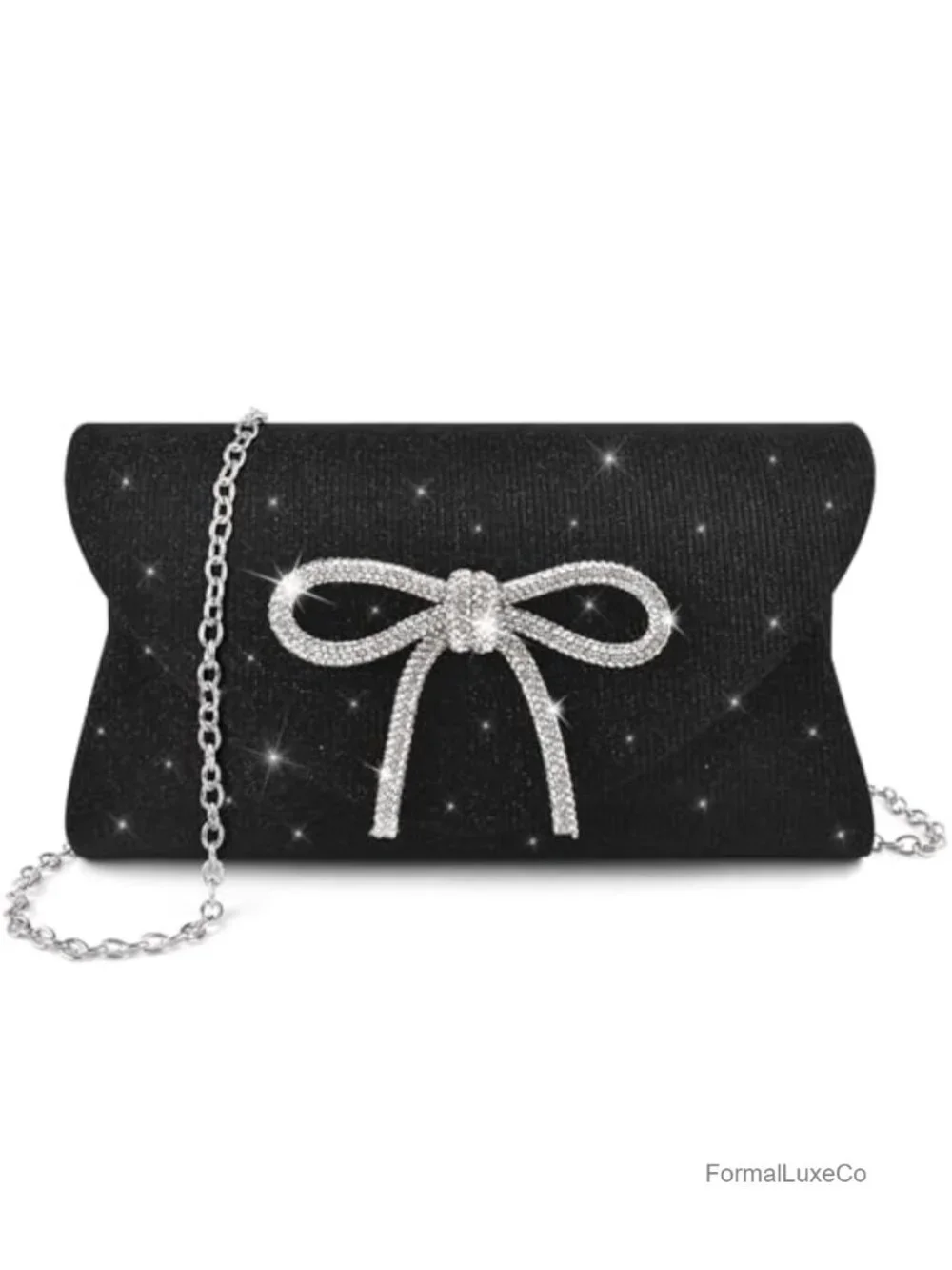Glitter Envelope Clutch Purse with Detachable Chain Evening Bag